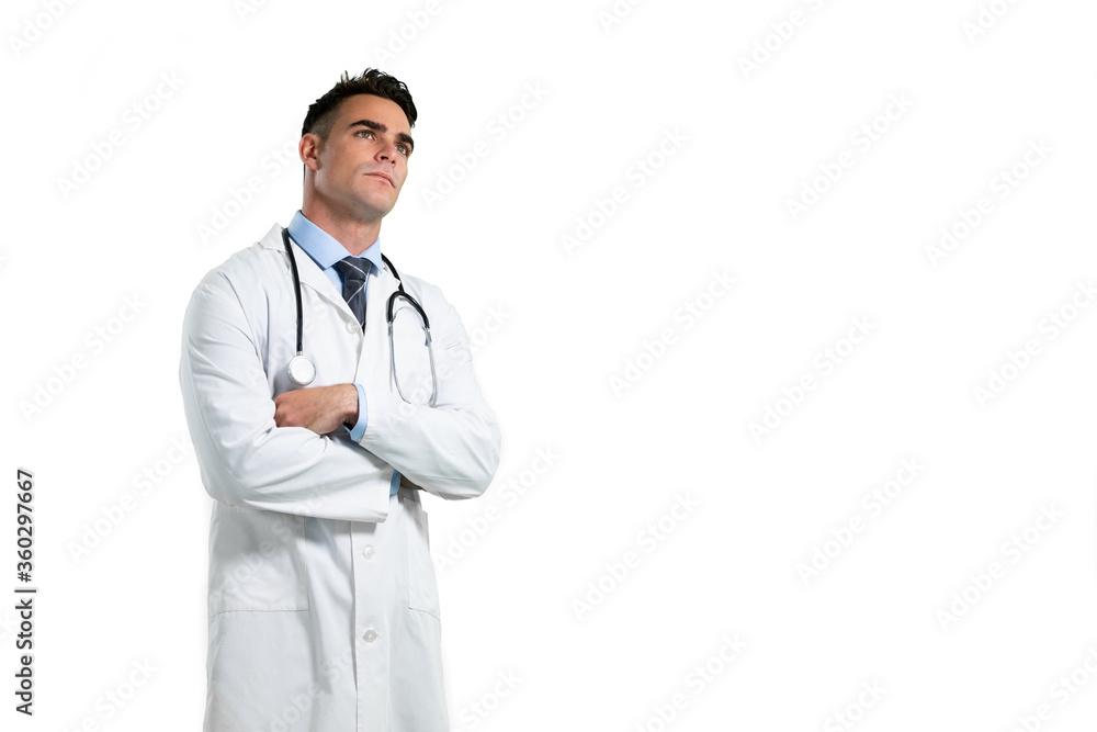 Caucasian male doctor on white background Caucasian male doctor on white background
