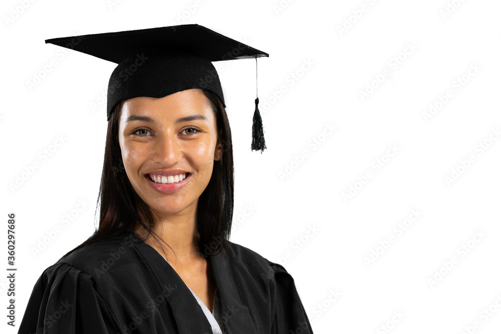 Mixed race female student on white background Mixed race female student on white background