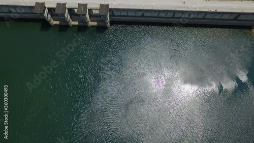 Hydroelectricity generated from water dam and reservoir lake in Golyam Beglik Dam / Bulgaria. photo