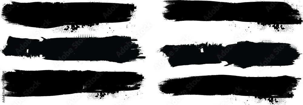 Grunge Paint stripe . Vector brush Stroke . Distressed banner . Black isolated paintbrush collection . Modern Textured shape . Dry border in Black . Grunge Paint stripe . Vector brush Stroke . Distressed banner . Black isolated paintbrush collection . Modern Textured shape . Dry border in Black .