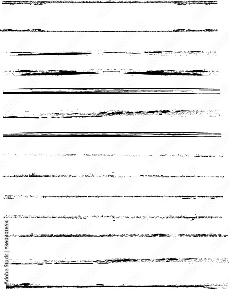 Grunge Paint stripe . Vector brush Stroke . Distressed banner . Black isolated paintbrush collection . Modern Textured shape . Dry border in Black . Grunge Paint stripe . Vector brush Stroke . Distressed banner . Black isolated paintbrush collection . Modern Textured shape . Dry border in Black .
