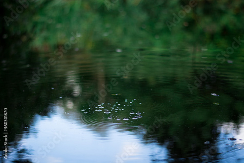 Beautiful water reflection splash  ripple  drop in the lake  stream. Amazing natural relaxing scene