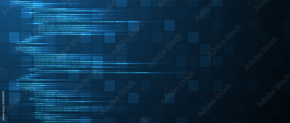 Software development abstract technology code and script background - obrazy, fototapety, plakaty 