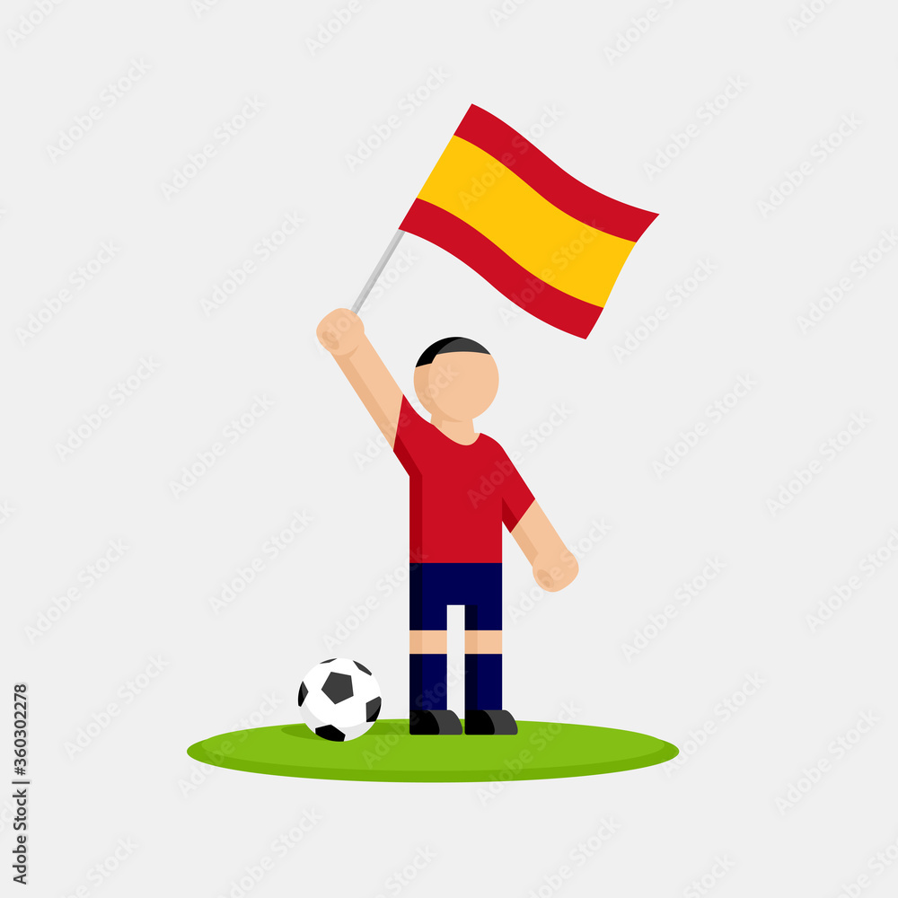 Fototapeta premium Soccer player in kit with spain flag and ball