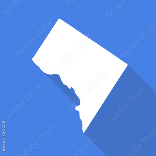 Washington D.C. white map  flat simple style with long shadow on blue background. State border. Vector Illustration