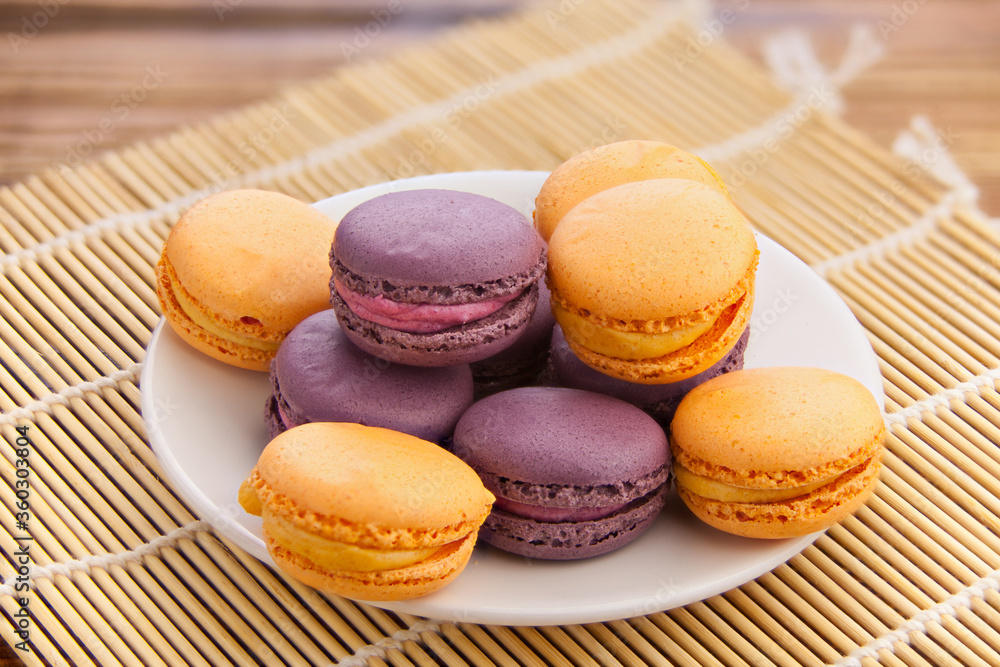 tasty fresh delicious macaroons on plate tasty fresh delicious macaroons on plate