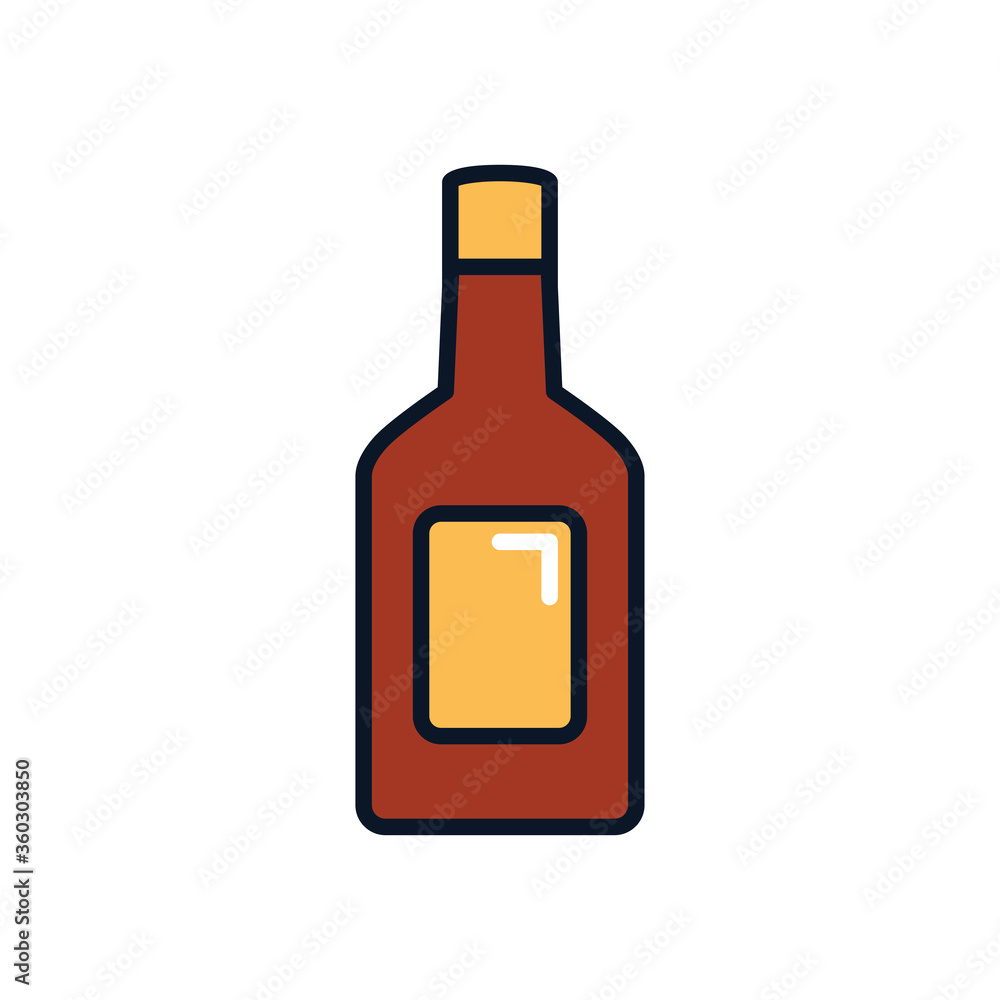 liquor bottle icon, line fill style