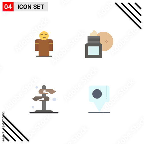 Pack of 4 creative Flat Icons of arms, board, person, body soothing, sign photo