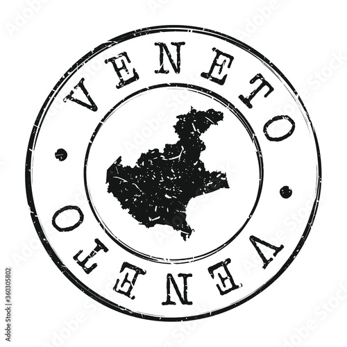Veneto Italy Map Postmark. Silhouette Postal Passport. Stamp Round Vector Icon. Vintage Postage Design.