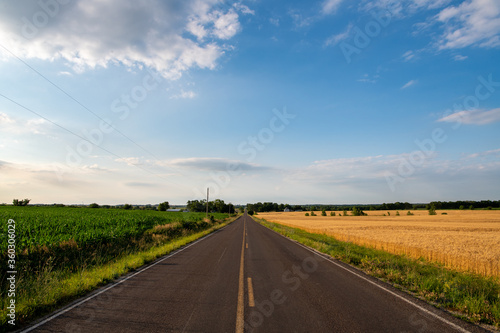 road between fields in the country