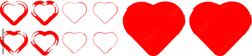 Set of Hearts . Grunge stamps collection.love Shapes for your design.Distressed symbols. Textured Valentine's Day signs.Vector illustration. Set of Hearts . Grunge stamps collection.love Shapes for your design.Distressed symbols. Textured Valentine's Day signs.Vector illustration.