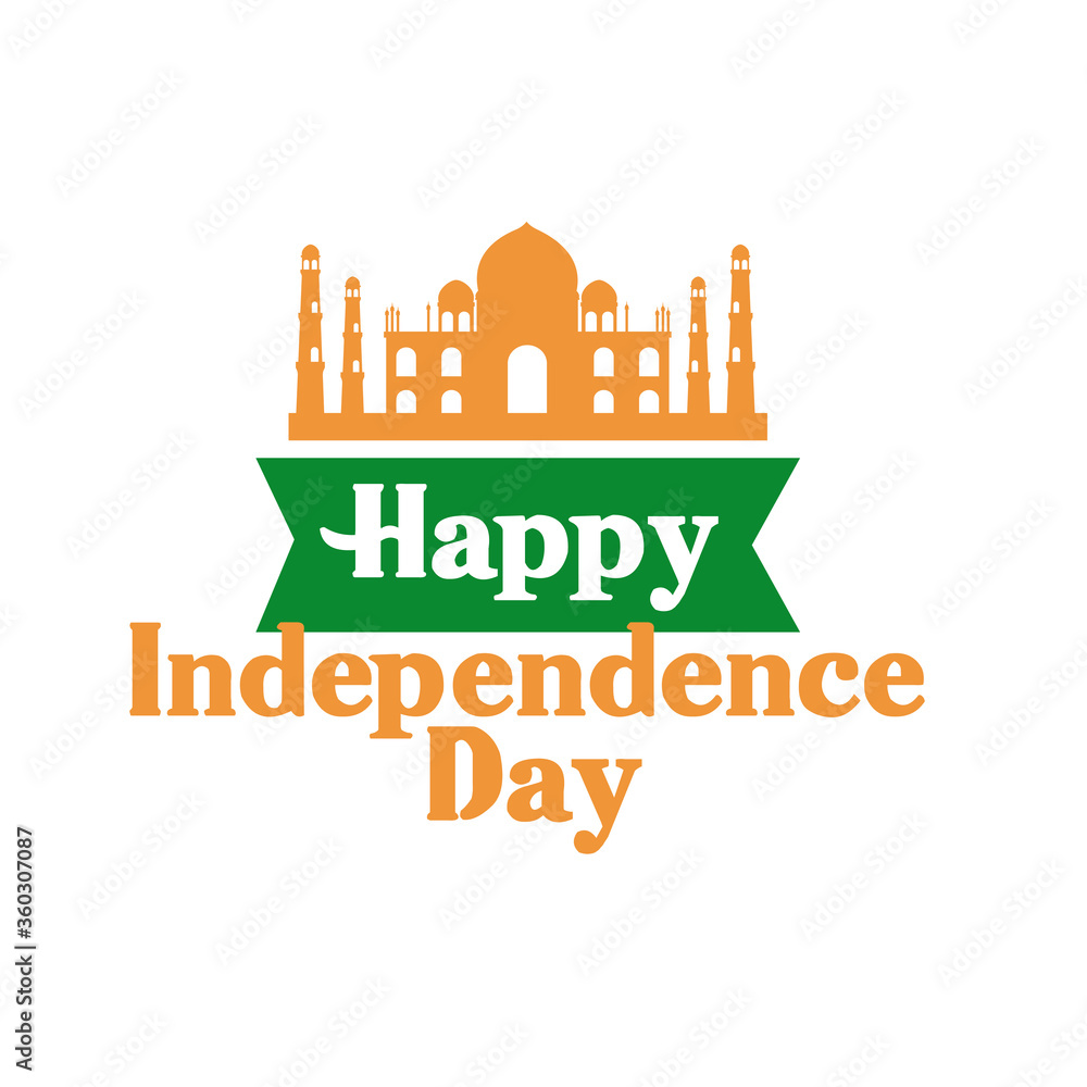 Fototapeta premium india independence day celebration with taj mahal mosque flat style