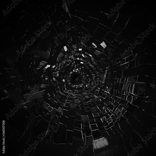 Foto Glass window broken many pieces and more detail