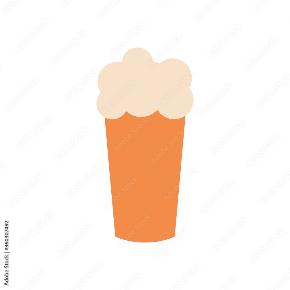beer glass with foam, flat style beer glass with foam, flat style