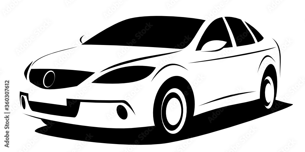 Dynamic illustration of a modern aerodynamic fastback car which can be used as a logo