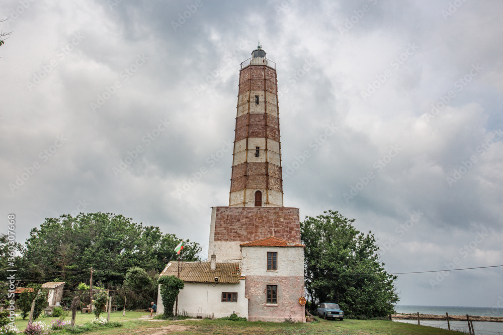 Lighthouse in Shabla - the oldest lighthouse in Bulgaria, built in 1856 by the Ottoman Empire and located at the easternmost point of Bulgaria on the coast of Black Sea, Shabla cape