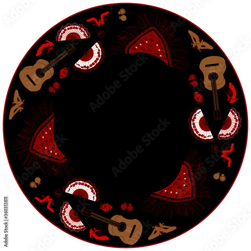 Circle flamenco ornament. For design of umbrella, plate, tablecloth, CD or any other circle object.
