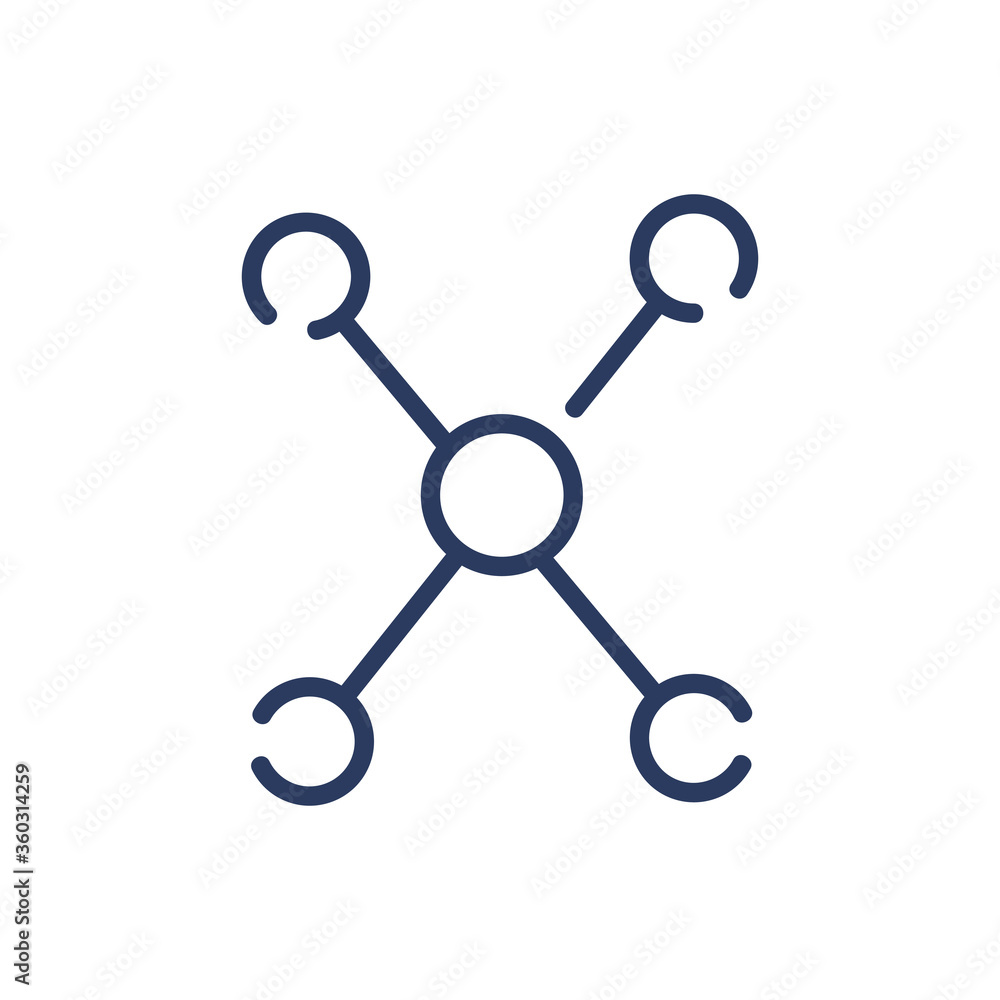 Atoms connected in molecule thin line icon. Formula, lab, connection isolated outline sign. Chemistry and science concept. Vector illustration symbol element for web design and apps Atoms connected in molecule thin line icon. Formula, lab, connection isolated outline sign. Chemistry and science concept. Vector illustration symbol element for web design and apps