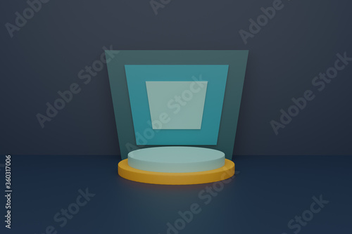 Abstract pastel color geometric shape background, modern minimalist mockup for podium display or showcase, 3d rendering.