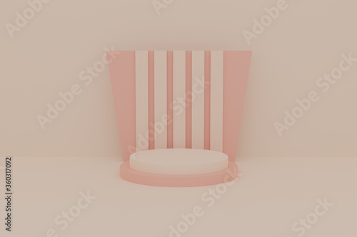 Abstract pastel color geometric shape background, modern minimalist mockup for podium display or showcase, 3d rendering.