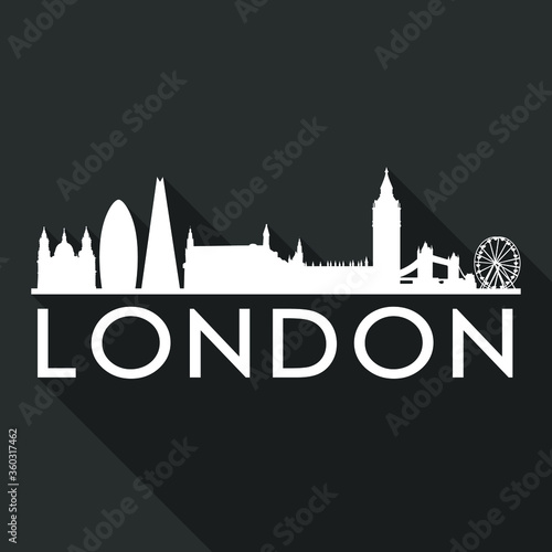 London Flat Icon Skyline Silhouette Design City Vector Art Famous Buildings