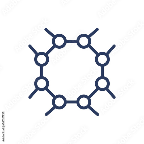 Molecule chain thin line icon. Formula, process, connection isolated outline sign. Chemistry and science concept. Vector illustration symbol element for web design and apps