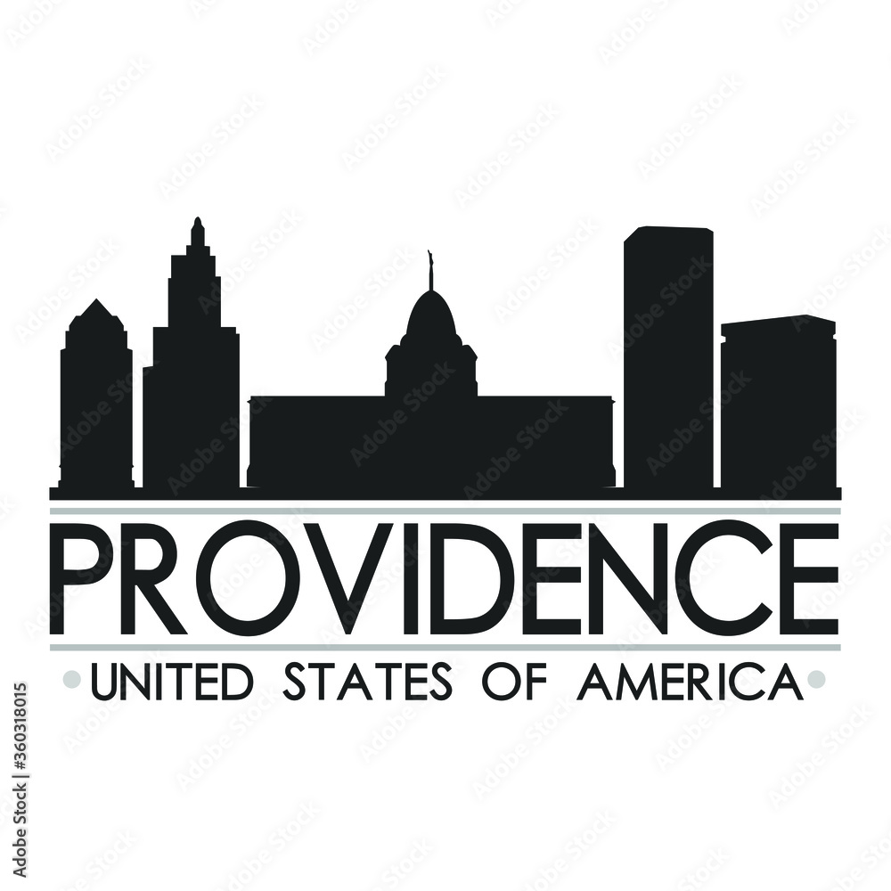 Providence USA Skyline Silhouette Design City Vector Art Famous Buildings