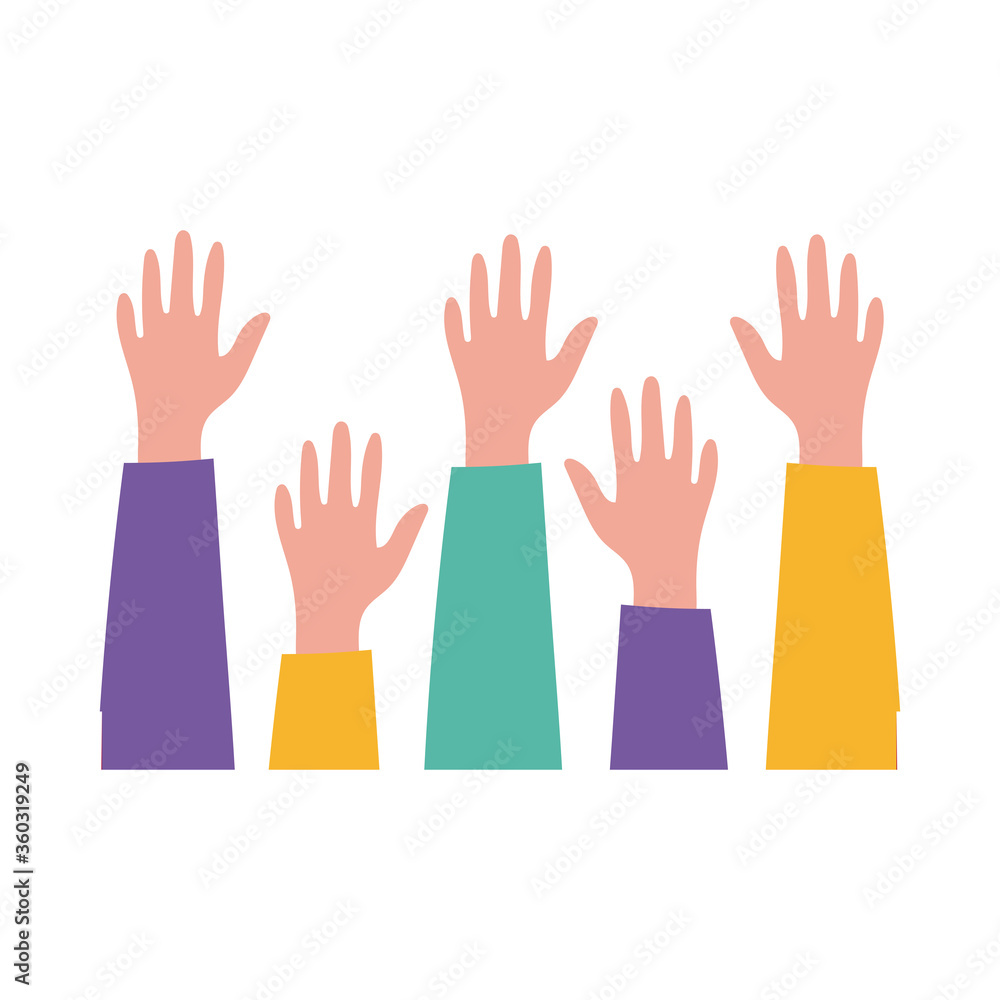 Fototapeta premium happy friendship day celebration with hands up pastel flat style