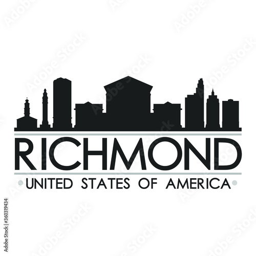Richmond USA Skyline Silhouette Design City Vector Art Famous Buildings