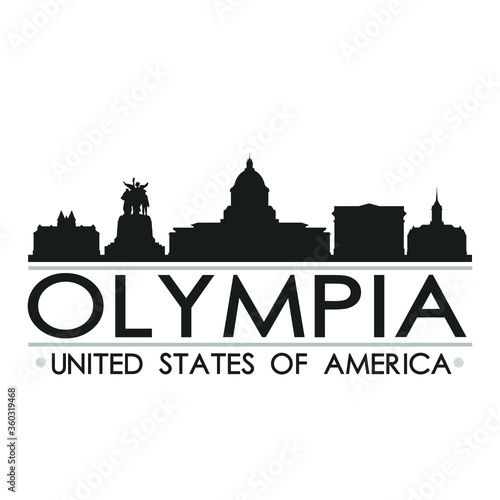 Olympia USA Skyline Silhouette Design City Vector Art Famous Buildings