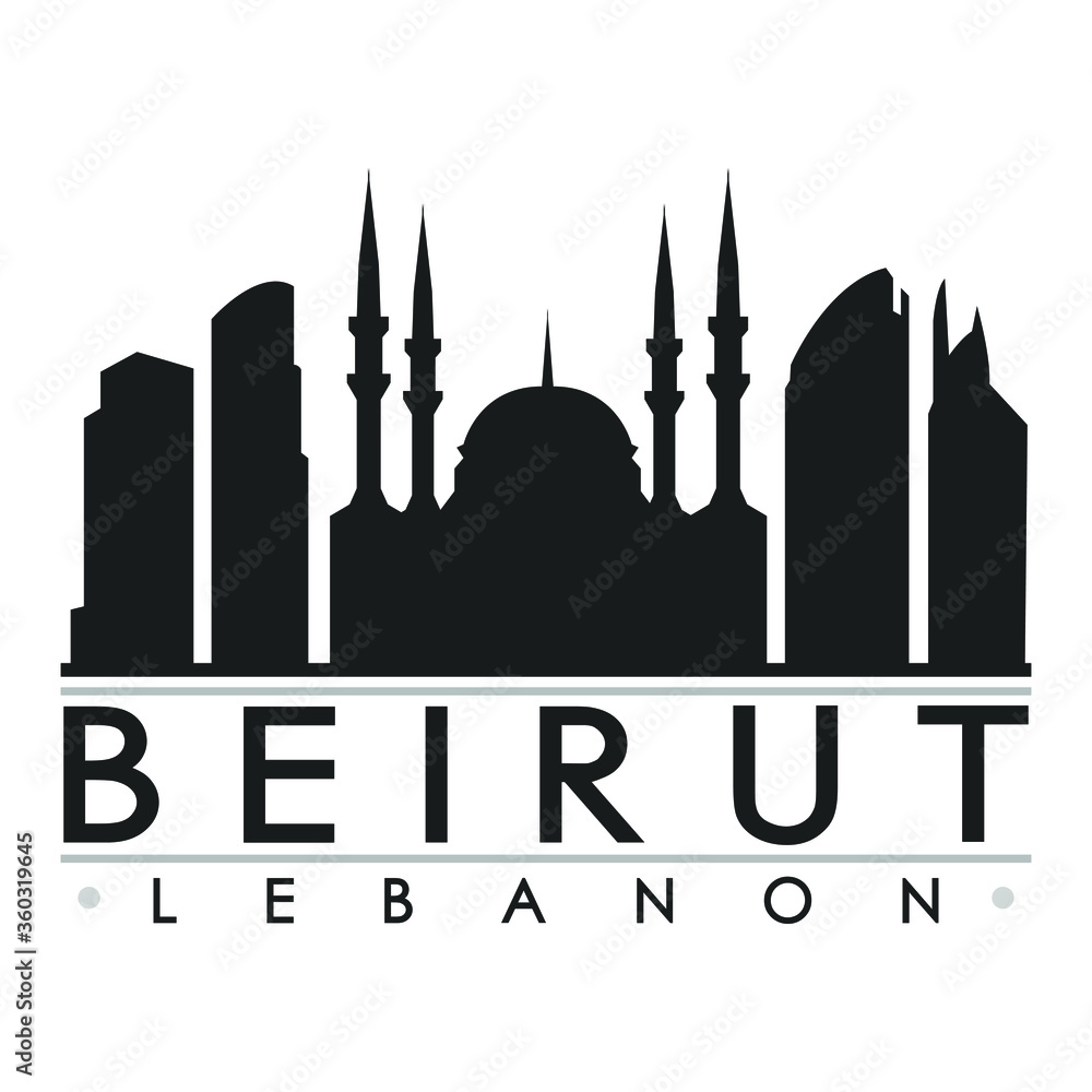 Beirut Skyline Silhouette Design City Vector Art Famous Buildings Stock ...
