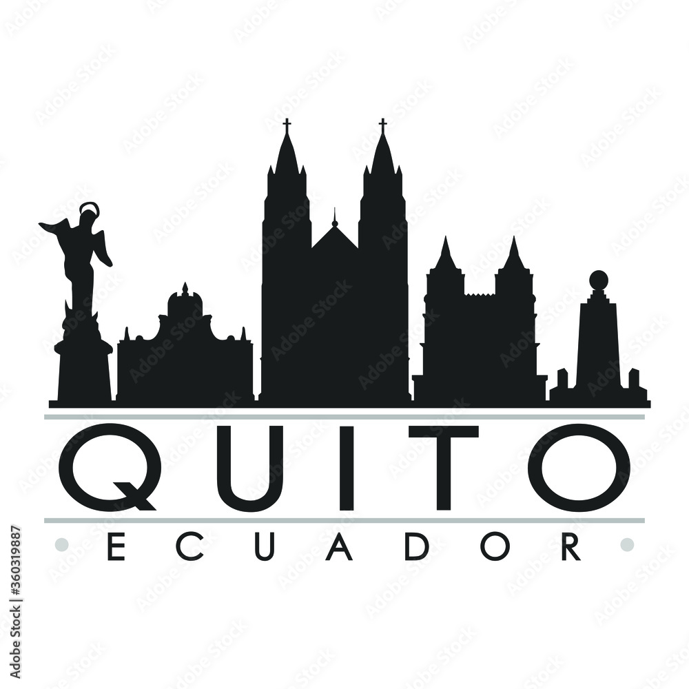 Quito Skyline Silhouette Design City Vector Art Famous Buildings 
