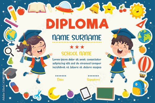 Diploma Certificate For Preschool And Elementary School Kids