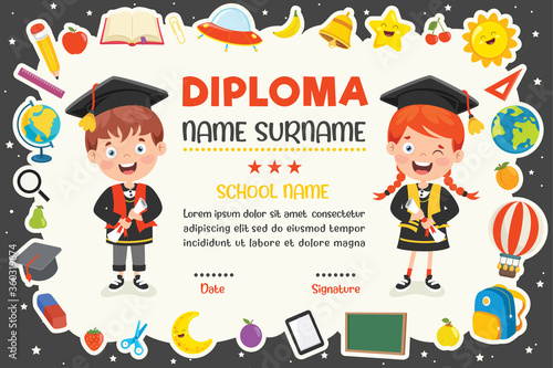 Diploma Certificate For Preschool And Elementary School Kids