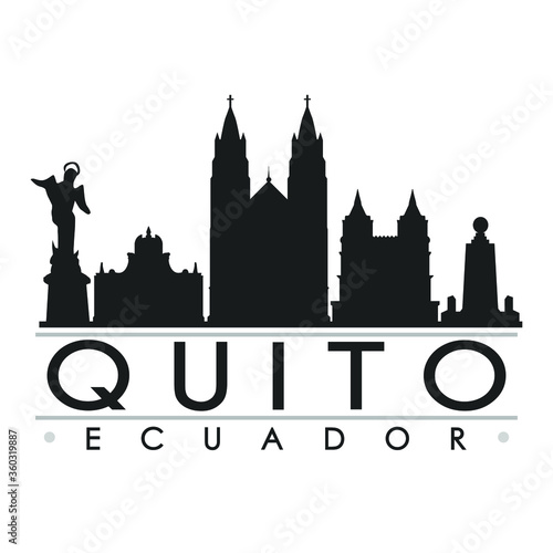 Quito Skyline Silhouette Design City Vector Art Famous Buildings  photo