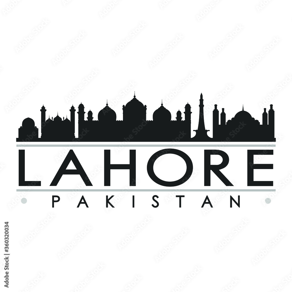 Fototapeta premium Lahore Pakistan Skyline Silhouette Design City Vector Art Famous Buildings