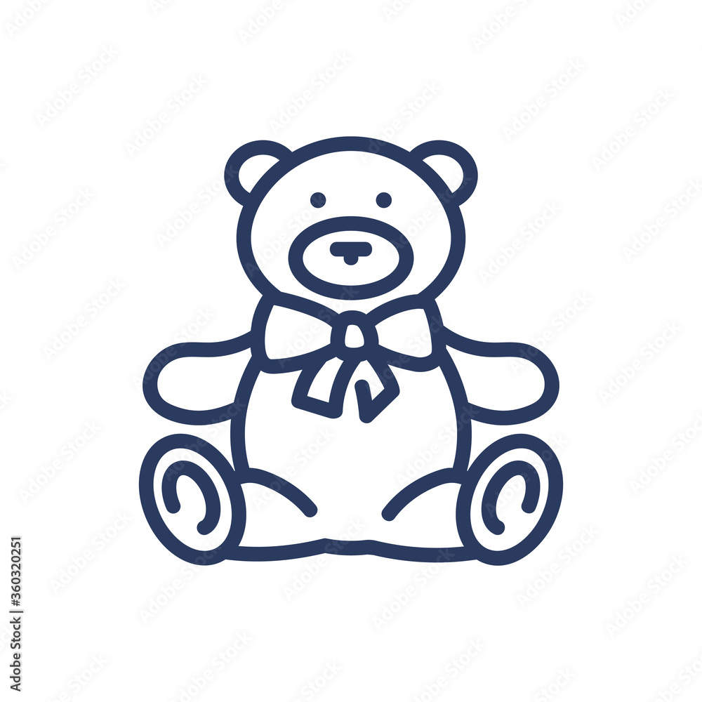Gift teddy bear thin line icon. Toy with present ribbon and bow isolated outline sign. Childhood, anniversary, Valentines day concept. Vector illustration symbol element for web design and apps Gift teddy bear thin line icon. Toy with present ribbon and bow isolated outline sign. Childhood, anniversary, Valentines day concept. Vector illustration symbol element for web design and apps