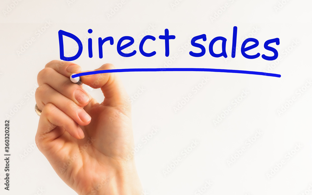 Hand writing inscription - Direct sales - with marker, concept Hand writing inscription - Direct sales - with marker, concept