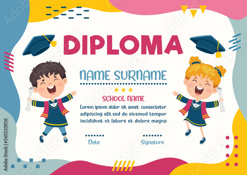 Diploma Certificate For Preschool And Elementary School Kids