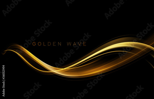 Abstract shiny color gold wave design element