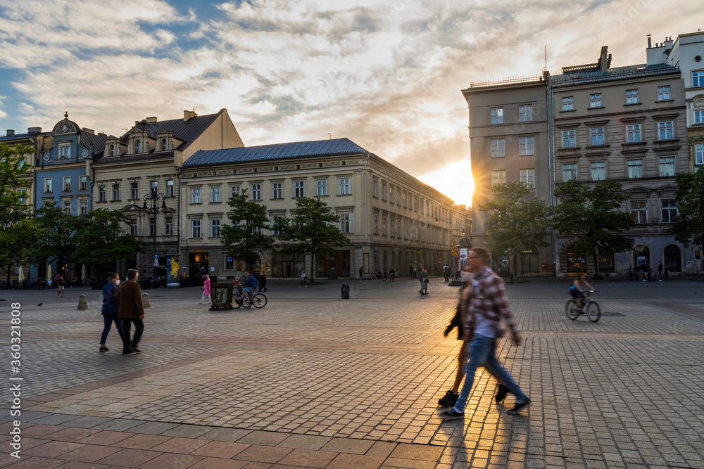 Krakow, Poland - MAY 18, 2020: The city is slowly restoring it's energy after the lockdown due to coronavirus is lifted