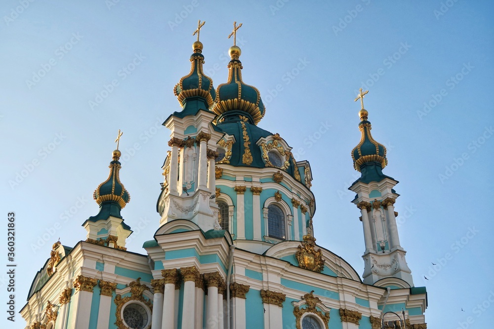 Saint Andrew's church/cathedral Kiev/Kyiv Ukraine. Close up, low angle view. 