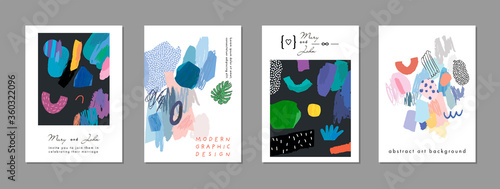 Collection of creative universal artistic cards. Trendy Graphic Design for banner, poster, card, cover, invitation, placard, brochure, flyer. Vector