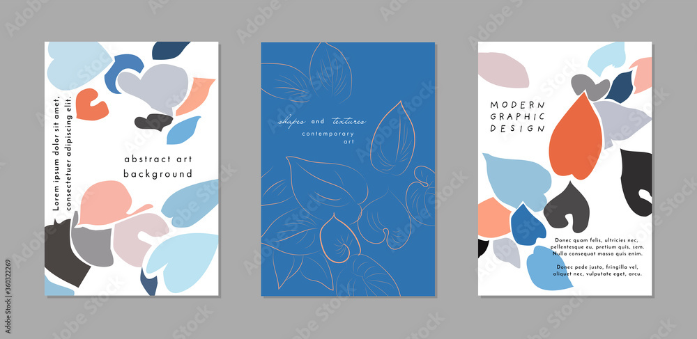 Collection of creative universal artistic cards. Hand Drawn textures. Trendy Graphic Design for banner, poster, card, cover, invitation, placard, brochure, flyer. 