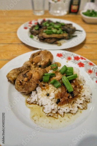 Chicken Adobo. Traditional Filipino food. Chicken drumsticks, national Filipino dish. 