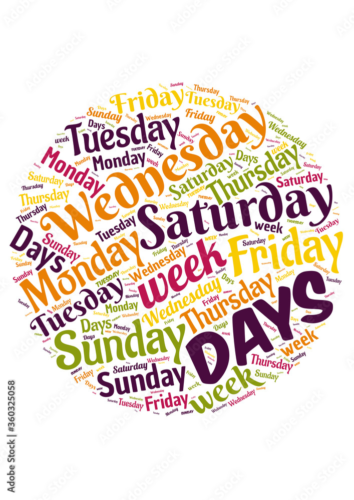 Plakat Illustration of a word cloud representing days of the week