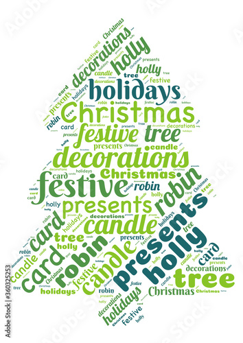 Illustration of a word cloud representing Christmas
