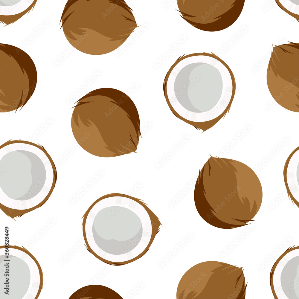 seamless pattern with coconuts isolated on white seamless pattern with coconuts isolated on white