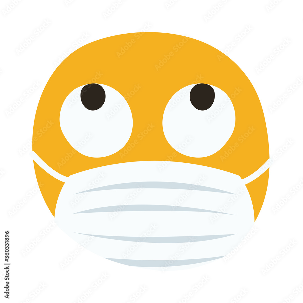 emoji Thoughtful wearing medical mask hand draw style