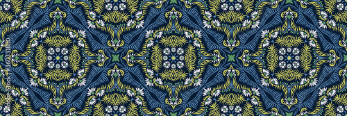 Bandana print. Women's shawl with floral pattern. Mediterranean wallpaper. Portuguese tile azulejo. Turkish ornament. Spanish porcelain. Ceramic dishes. 